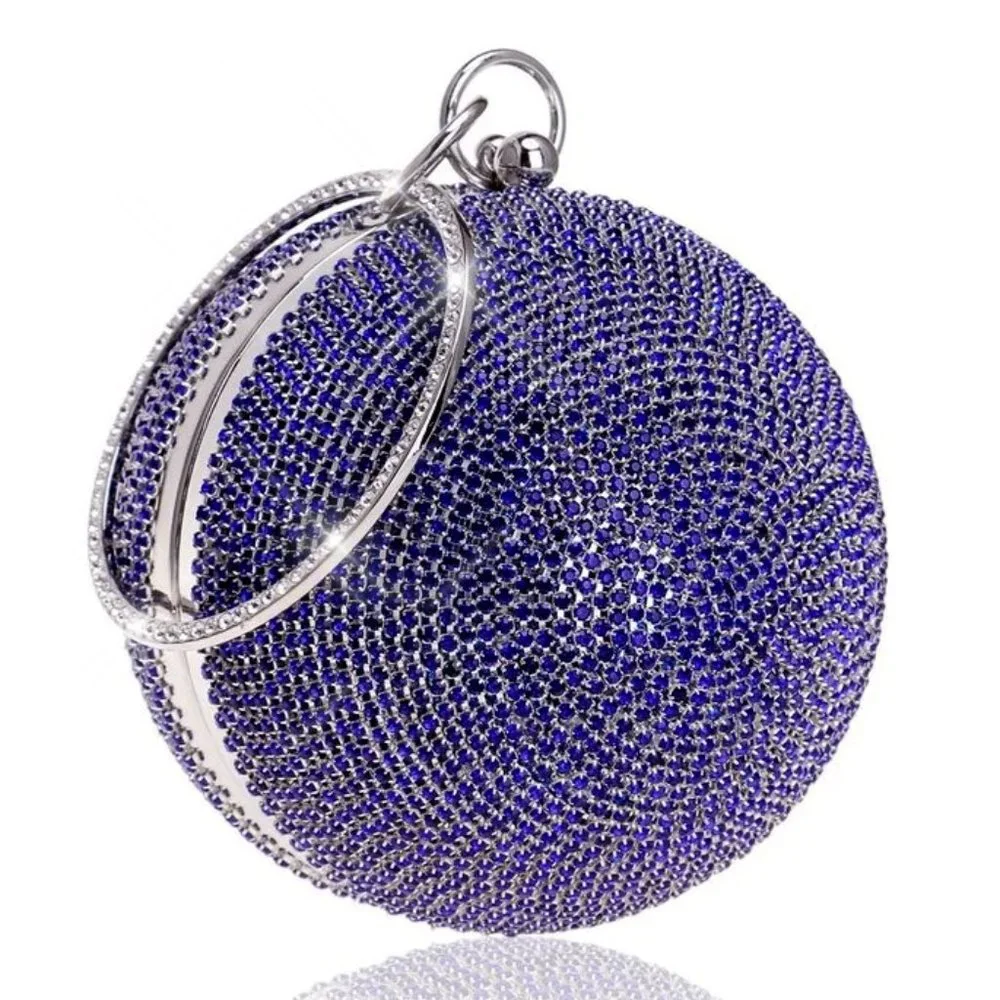 NWT Sparkling Bling Swarovski Crystal Rhinestone Round Ball Purse: Silve… - Picture 3 of 14